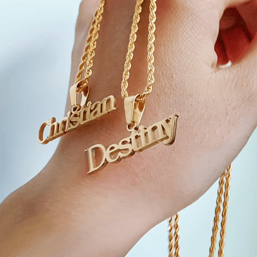 18k gold plated 304 stainless steel custom rope chain nameplate necklaces wholesale vendors
